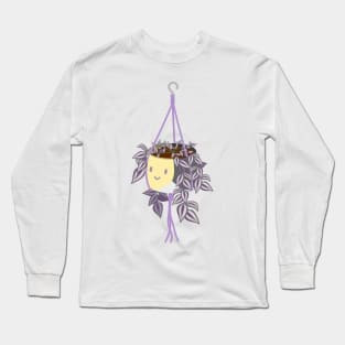 tradscantia plant in non-binary pride pot Long Sleeve T-Shirt